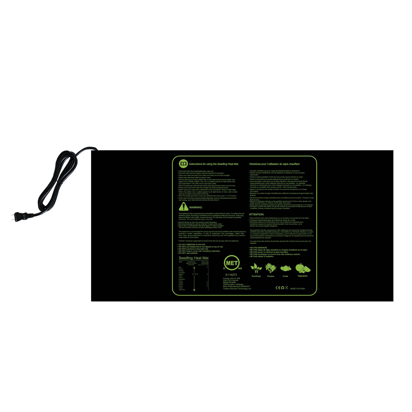 Heating Mat for Plant Seedlings - Temperature Control for Faster Germination and Growth