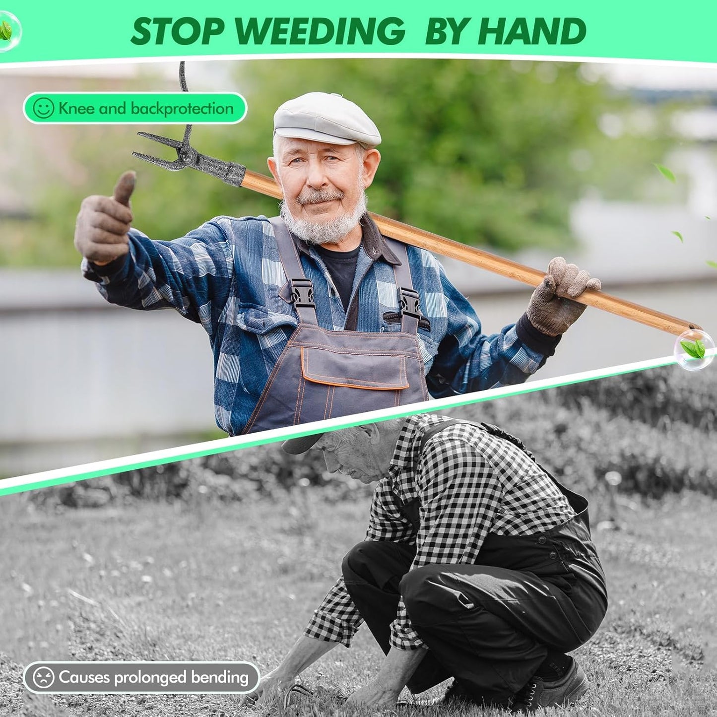 Weed Puller with 4 - Claw Head - Effective Iron Garden Tool for Root Removal