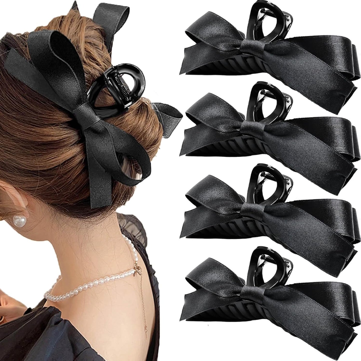 Large Hair Clips With Satin Bows