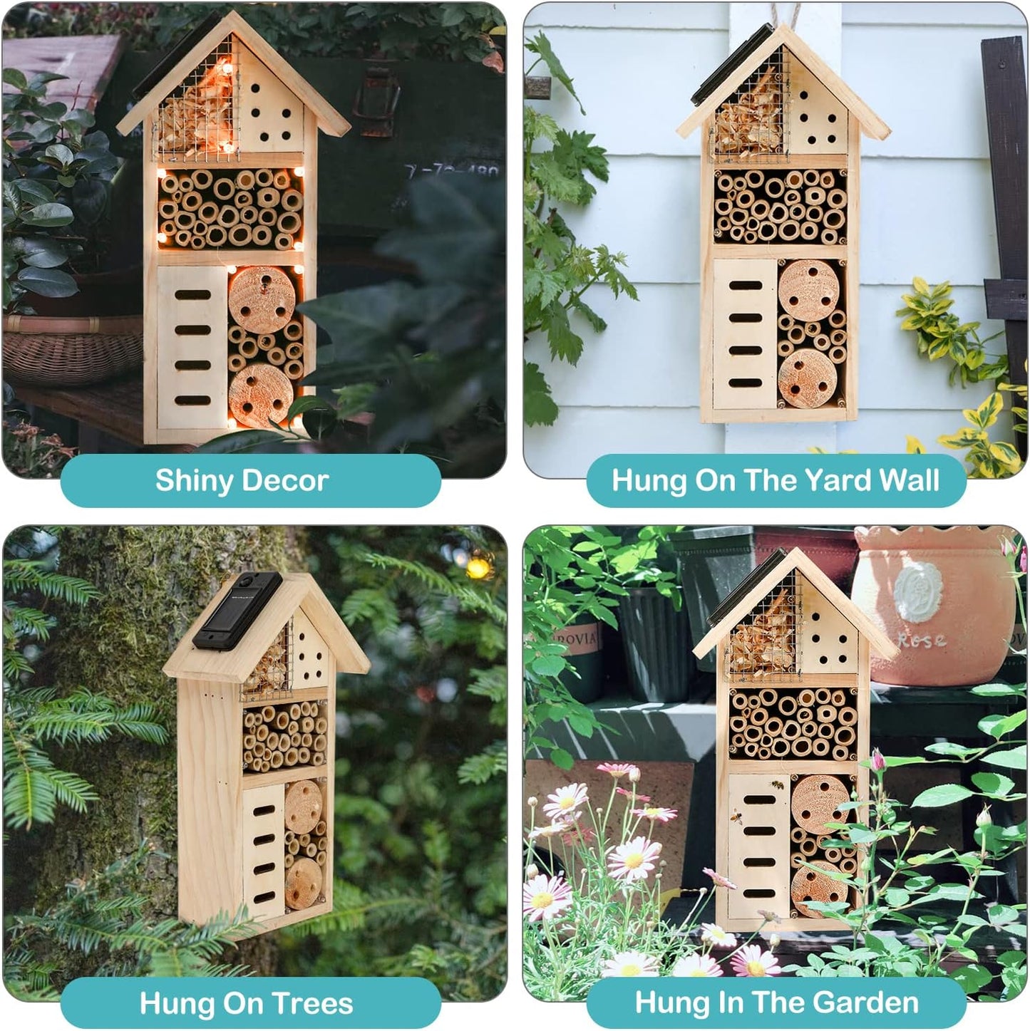 Wooden Insect House - Bee and Insect - Friendly Habitat for the Garden and Patio