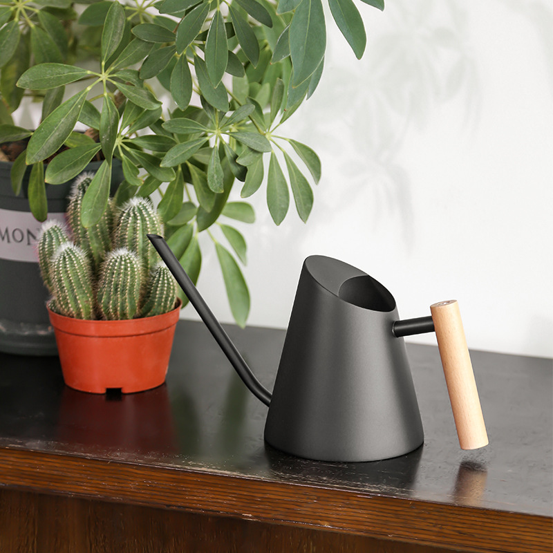 Modern Watering Can with Wooden Handle - Stylish Watering Can for Plants in the Garden