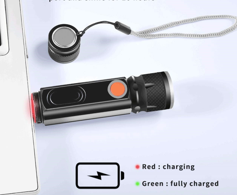 USB Rechargeable Magnetic Flashlight - LED Emergency Light With Magnet And Carrying Strap