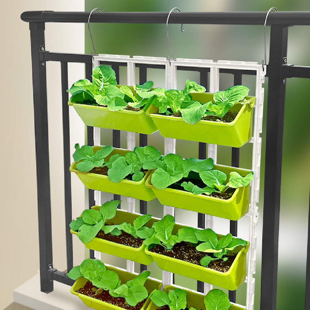 Vertical Plant Storage with 8 Pockets - Wall - Mounted Plant Shelf for Balcony and Garden