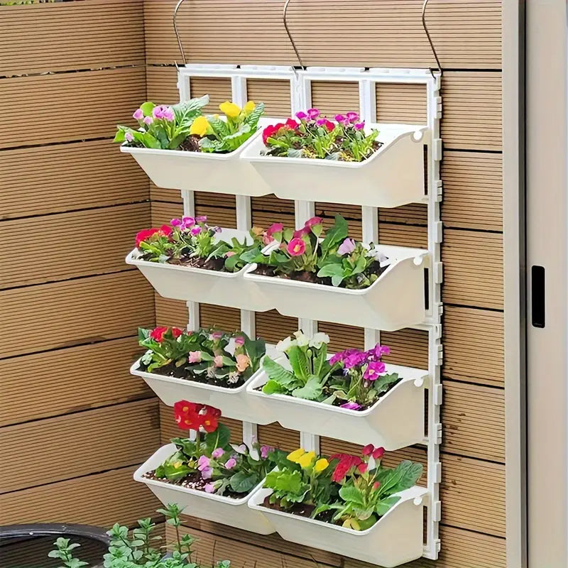 Vertical Plant Storage with 8 Pockets - Wall - Mounted Plant Shelf for Balcony and Garden