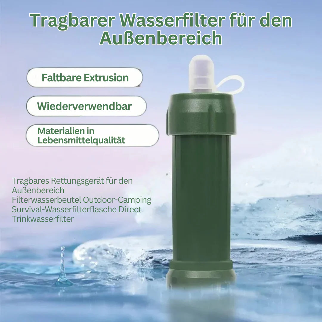Portable Emergency Water Filter With Drinking Bottle - Compact Solution For Clean Water On The Go