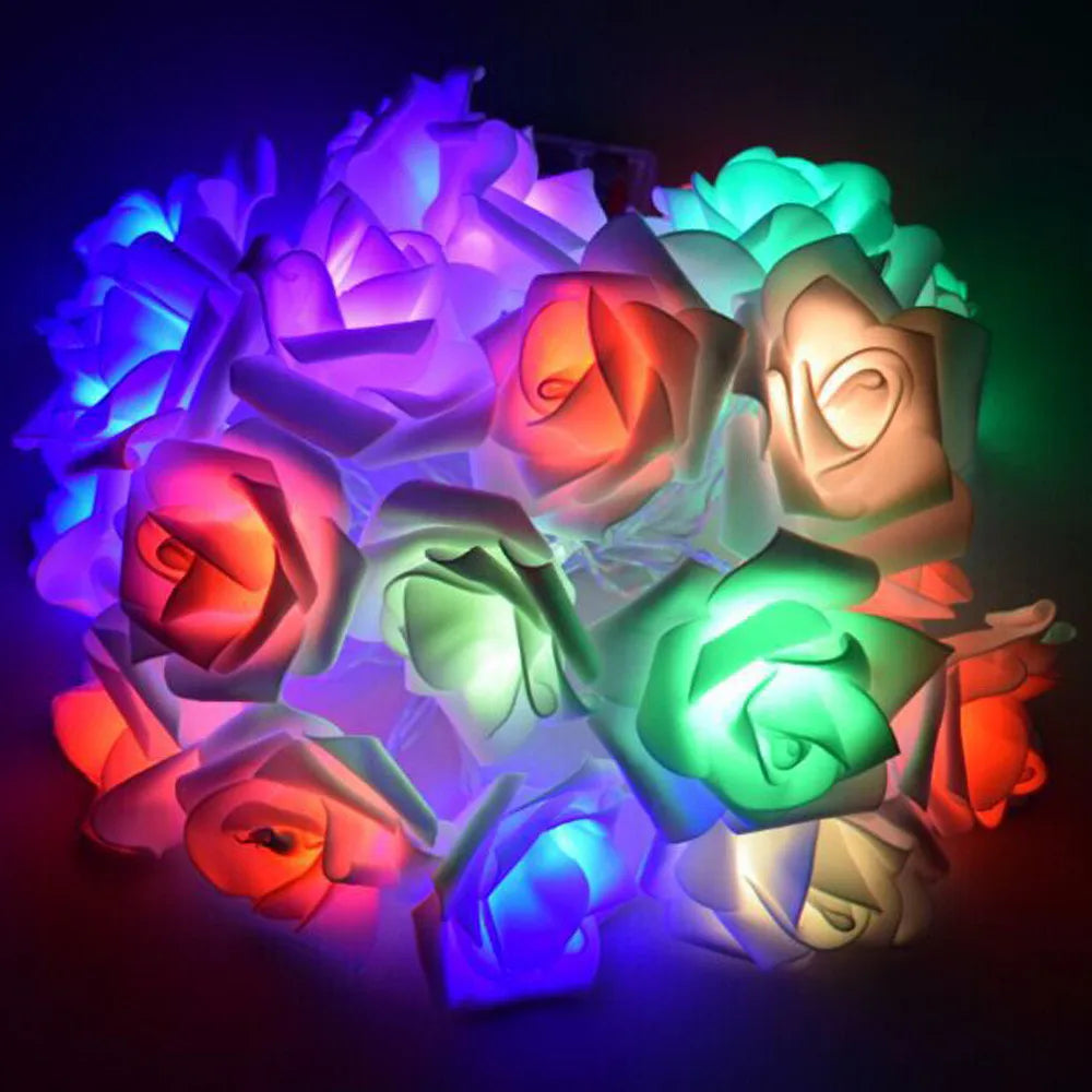 Led Rose Fairy Lights with Warm White Light - Romantic Decoration for Interiors and Events