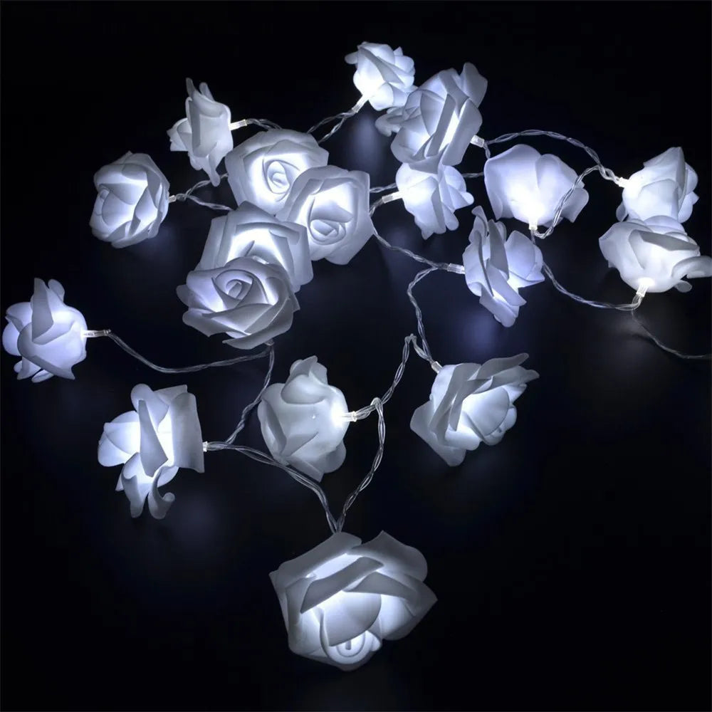 Led Rose Fairy Lights with Warm White Light - Romantic Decoration for Interiors and Events