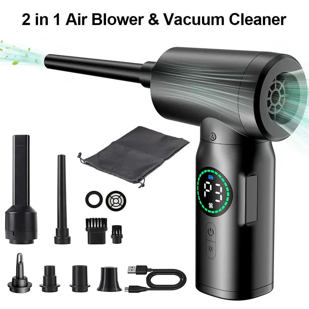2-in-1 Portable Vacuum Cleaner And Blower With Compressed Air And Led Light (7500mah)