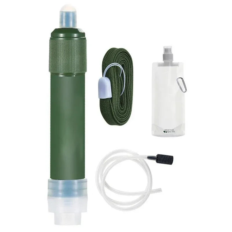 Portable Emergency Water Filter With Drinking Bottle - Compact Solution For Clean Water On The Go
