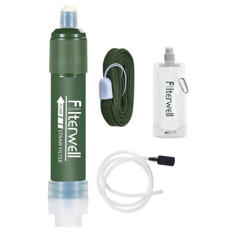 Portable Emergency Water Filter With Drinking Bottle - Compact Solution For Clean Water On The Go