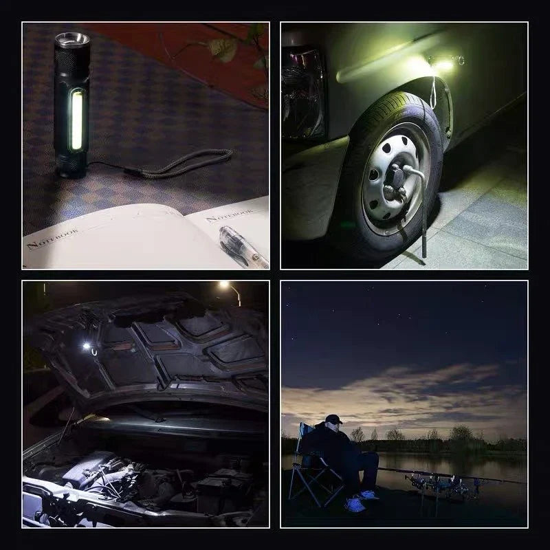 USB Rechargeable Magnetic Flashlight - LED Emergency Light With Magnet And Carrying Strap
