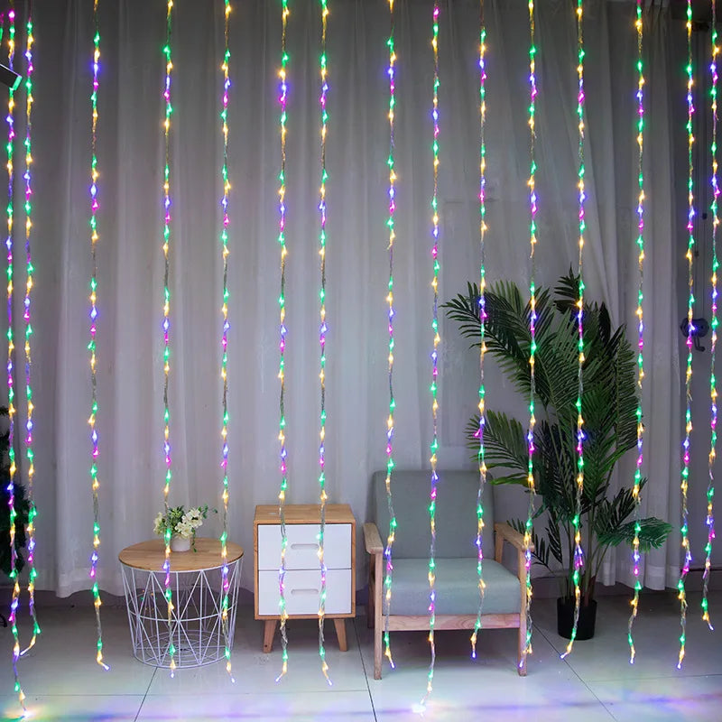 Led Light Curtain With Colour Change - Decorative Fairy Lights For Windows Walls And Parties