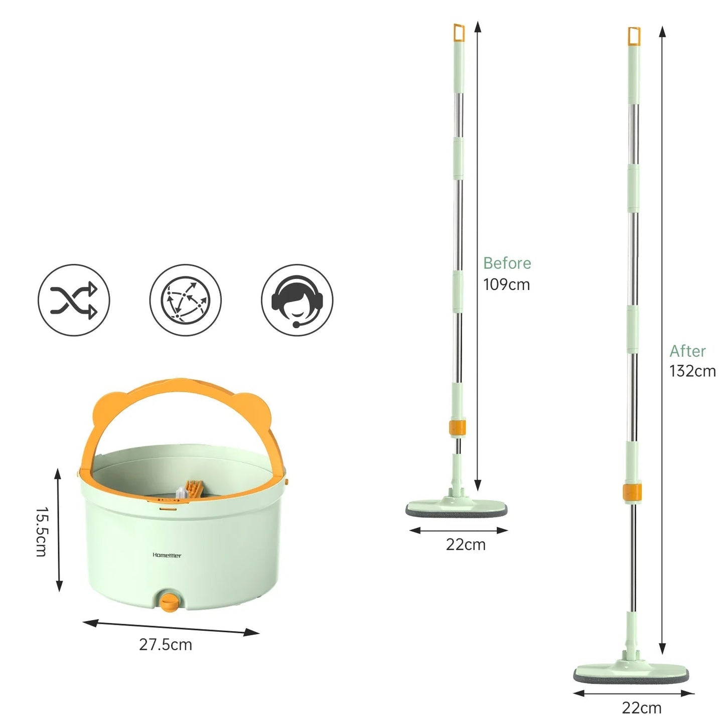 Self - Cleaning Mop With Rotation Function & Bucket