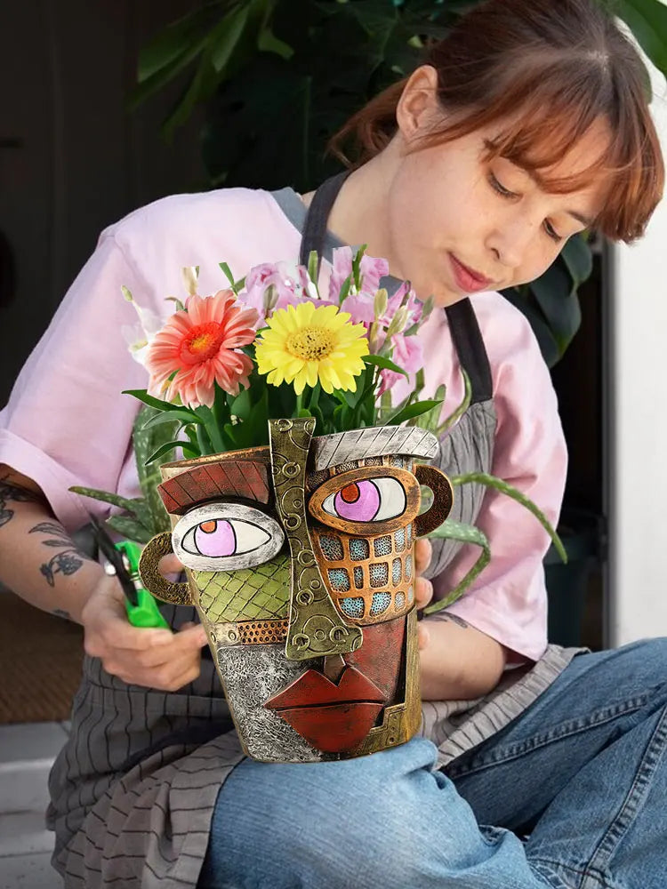Colourful Face Flower Pot - Creative Decoration for the Home and Garden