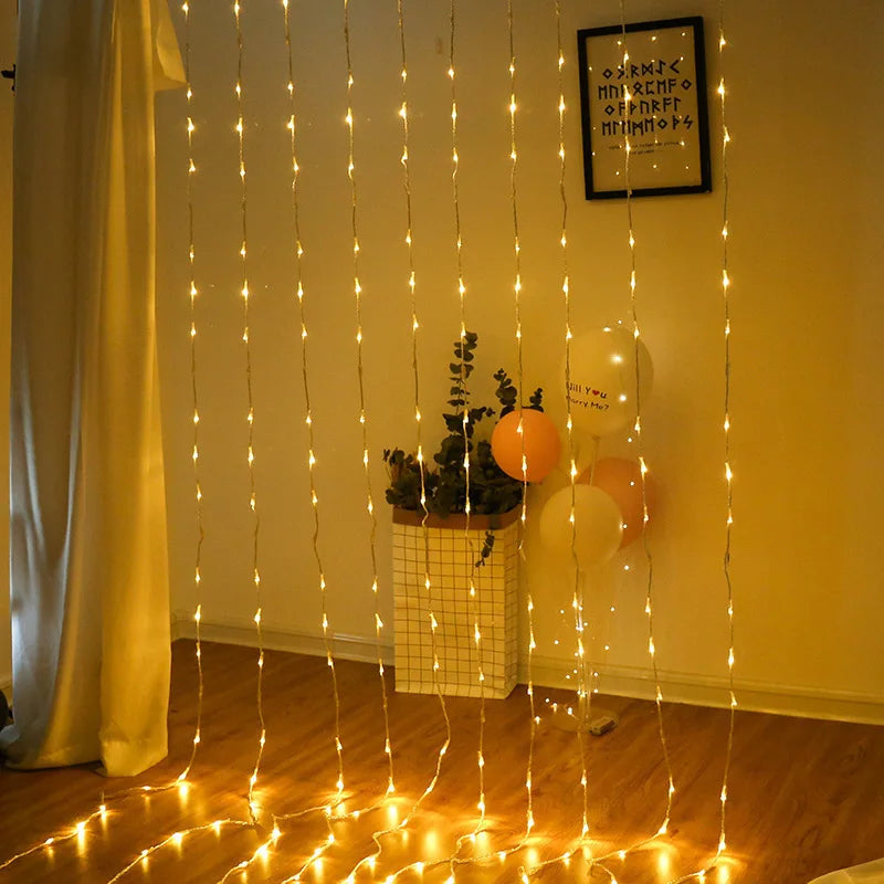 Led Light Curtain With Colour Change - Decorative Fairy Lights For Windows Walls And Parties