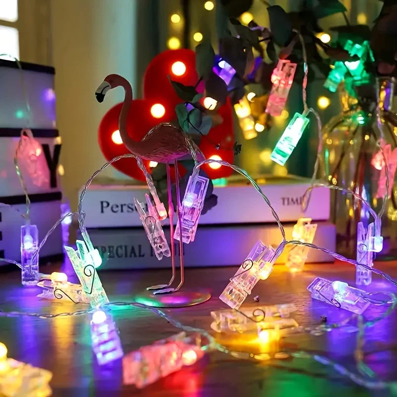 Led Photo Clip Light Chain With Battery Operation - Colour - Changing Lights For Decoration And Photo Presentation