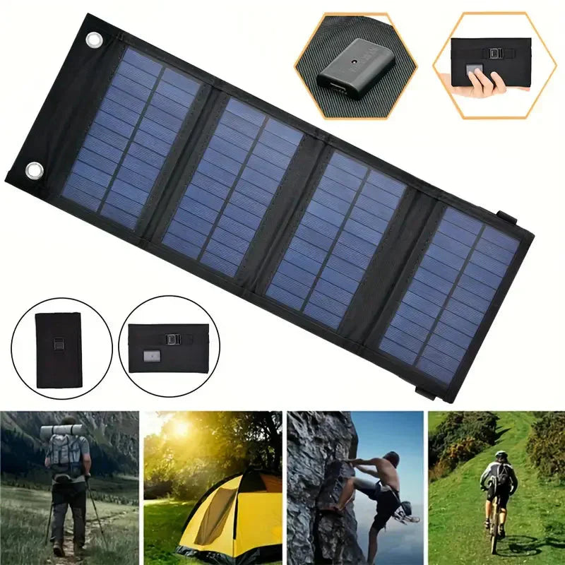 Foldable Solar Power Bank - Portable Solar Charger for Outdoor & Camping