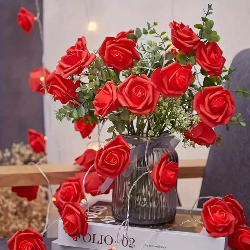 Led Rose Fairy Lights with Warm White Light - Romantic Decoration for Interiors and Events