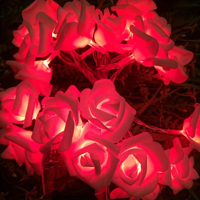 Led Rose Fairy Lights with Warm White Light - Romantic Decoration for Interiors and Events