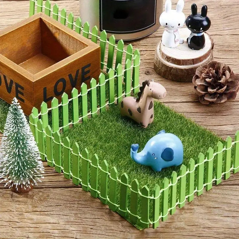 Miniature Wooden Garden Fence - Colourful Decoration for Fairy Gardens and Model Making