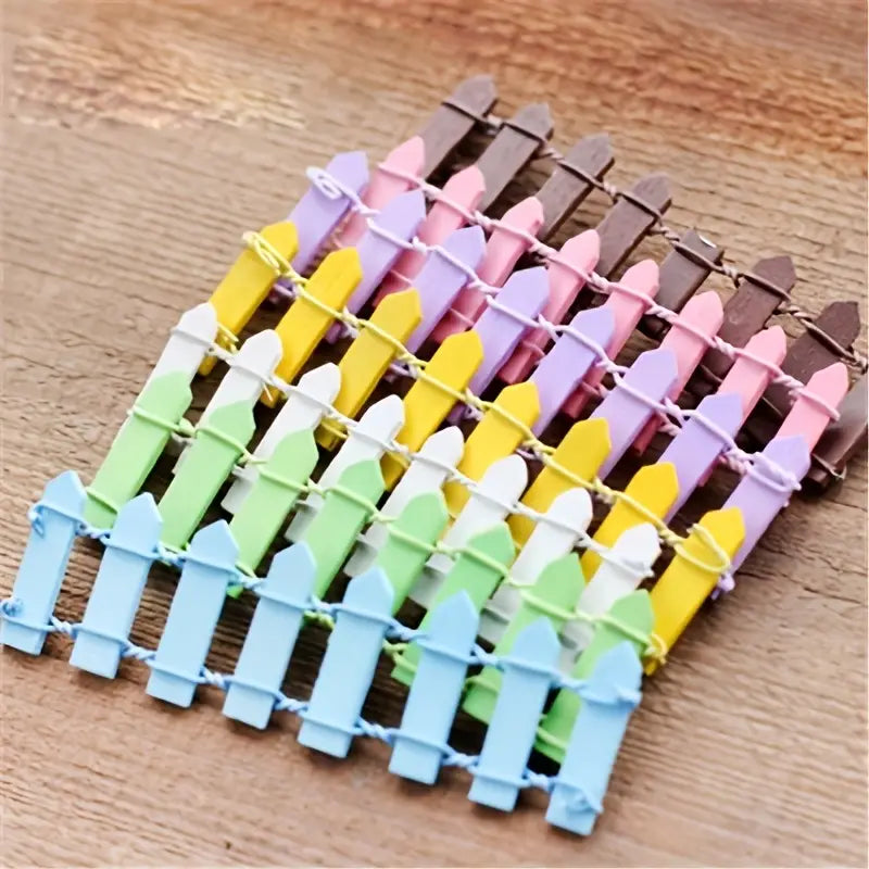 Miniature Wooden Garden Fence - Colourful Decoration for Fairy Gardens and Model Making
