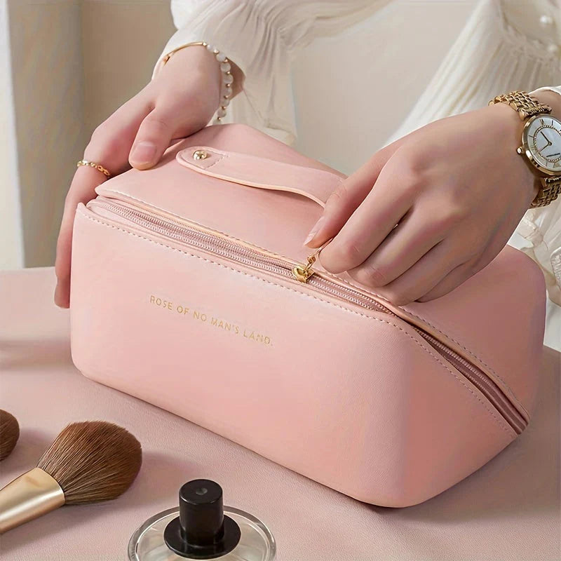 Travel-friendly Make-up Organizer With Zipper - Elegant Cosmetic Bag
