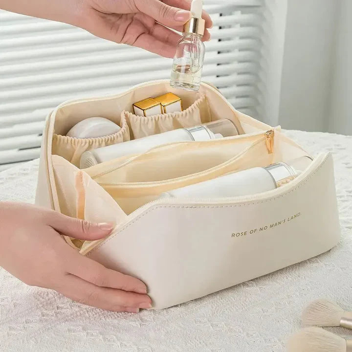 Travel-friendly Make-up Organizer With Zipper - Elegant Cosmetic Bag