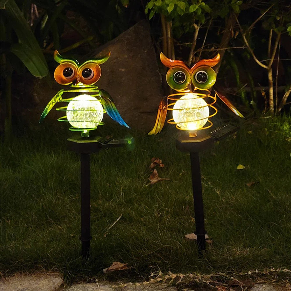 Solar Garden Light Owl With Colour Change - Decorative Led Outdoor Lighting For Garden And Yard