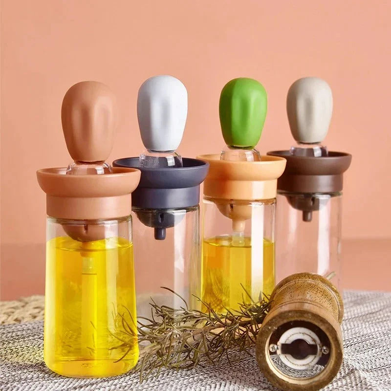 Oil Dispenser with Silicone Brush - Precise Dosing & Easy to Use for Cooking & Grilling