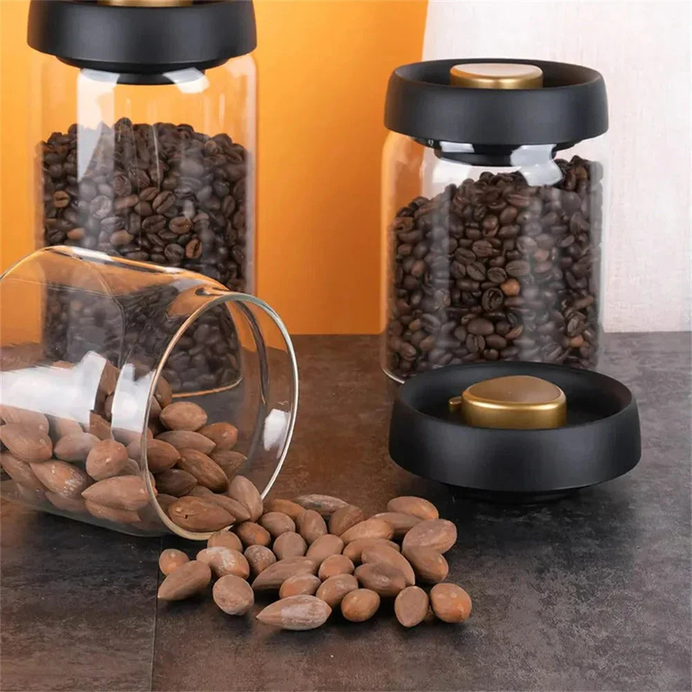 Glass Coffee Bean Storage Container With Flavour Protection Lid For Long - Lasting Freshness