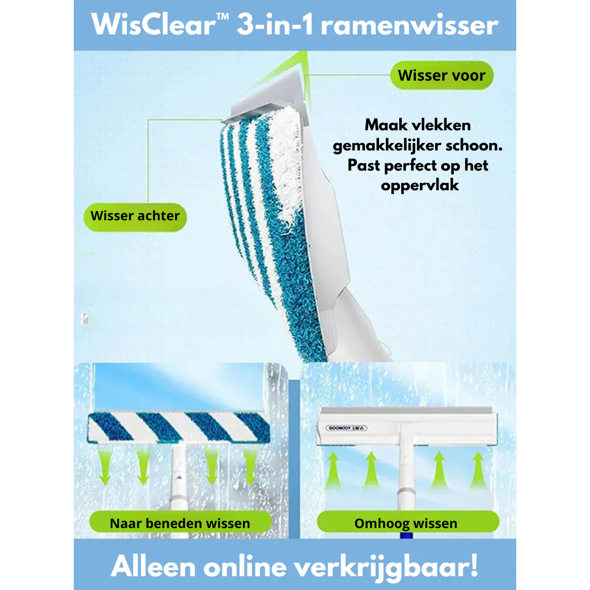 Functional 3 - In-1 Window Wiper with Spray and Wipe Function