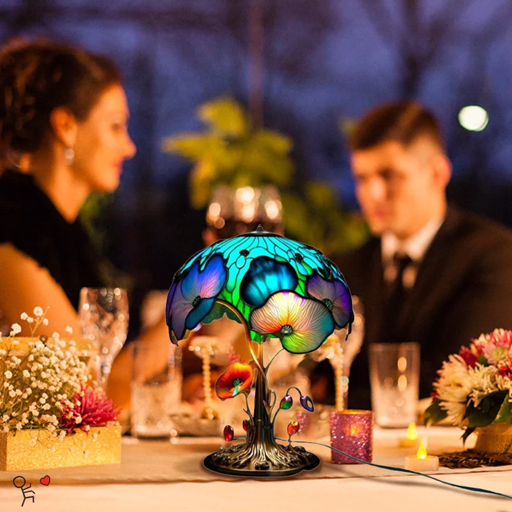 Charming Table Lamp With Stained Glass