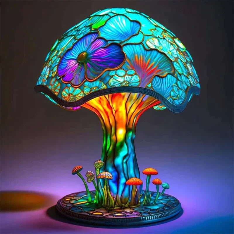 Charming Table Lamp With Stained Glass