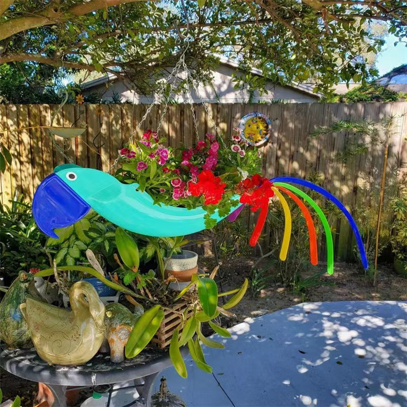 Colourful Hanging Planter in Chicken Design - Decorative Flower Hanger for the Garden