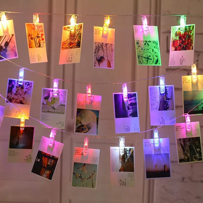 Led Photo Clip Light Chain With Battery Operation - Colour - Changing Lights For Decoration And Photo Presentation
