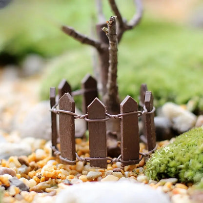 Miniature Wooden Garden Fence - Colourful Decoration for Fairy Gardens and Model Making