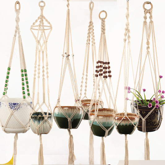 Macramé Plant Hanger Made From Cotton Rope - Stylish Suspension for Pots