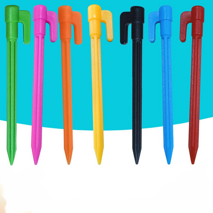 Plastic Tent Pegs with Hooks - Camping Pegs for Tarpaulins and Tarp