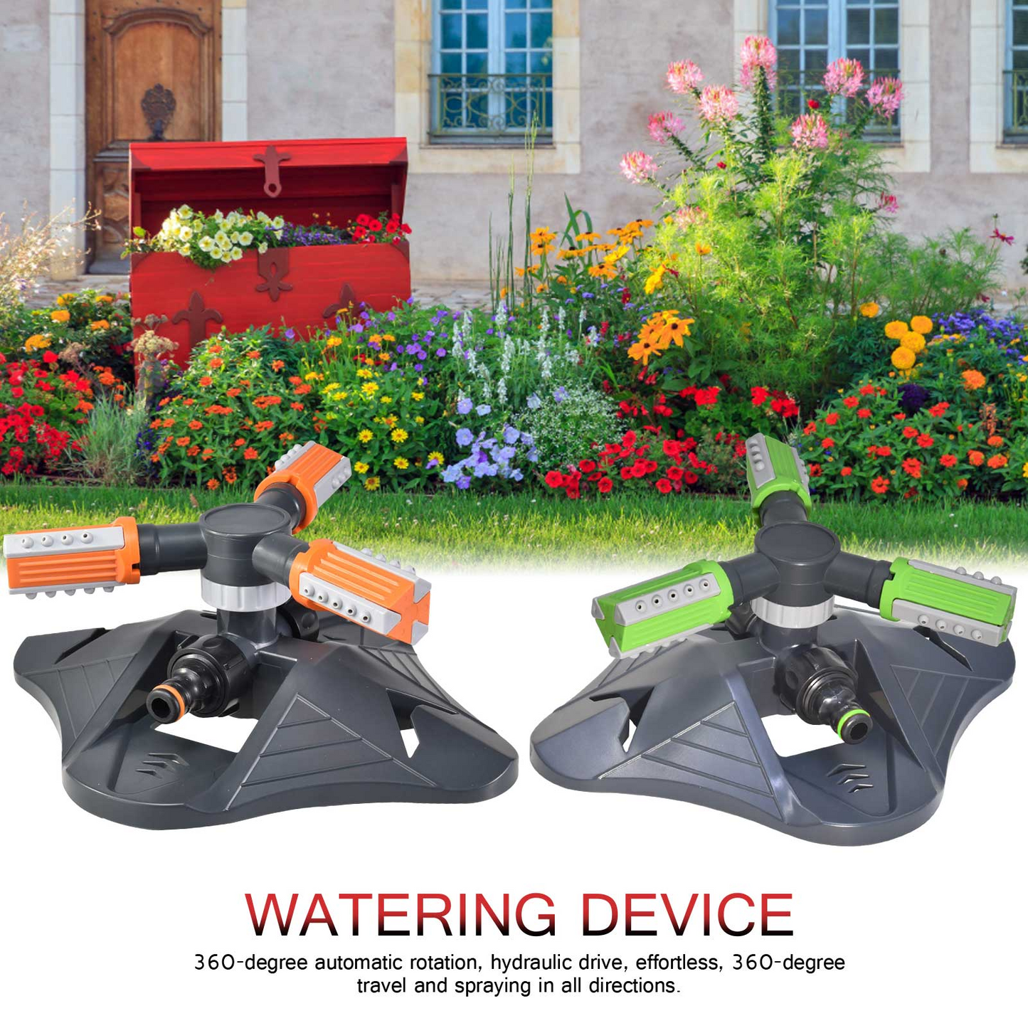 Rotatable Garden Sprinkler with 3 Nozzles - Efficient Irrigation Sprinkler for Lawns and Gardens
