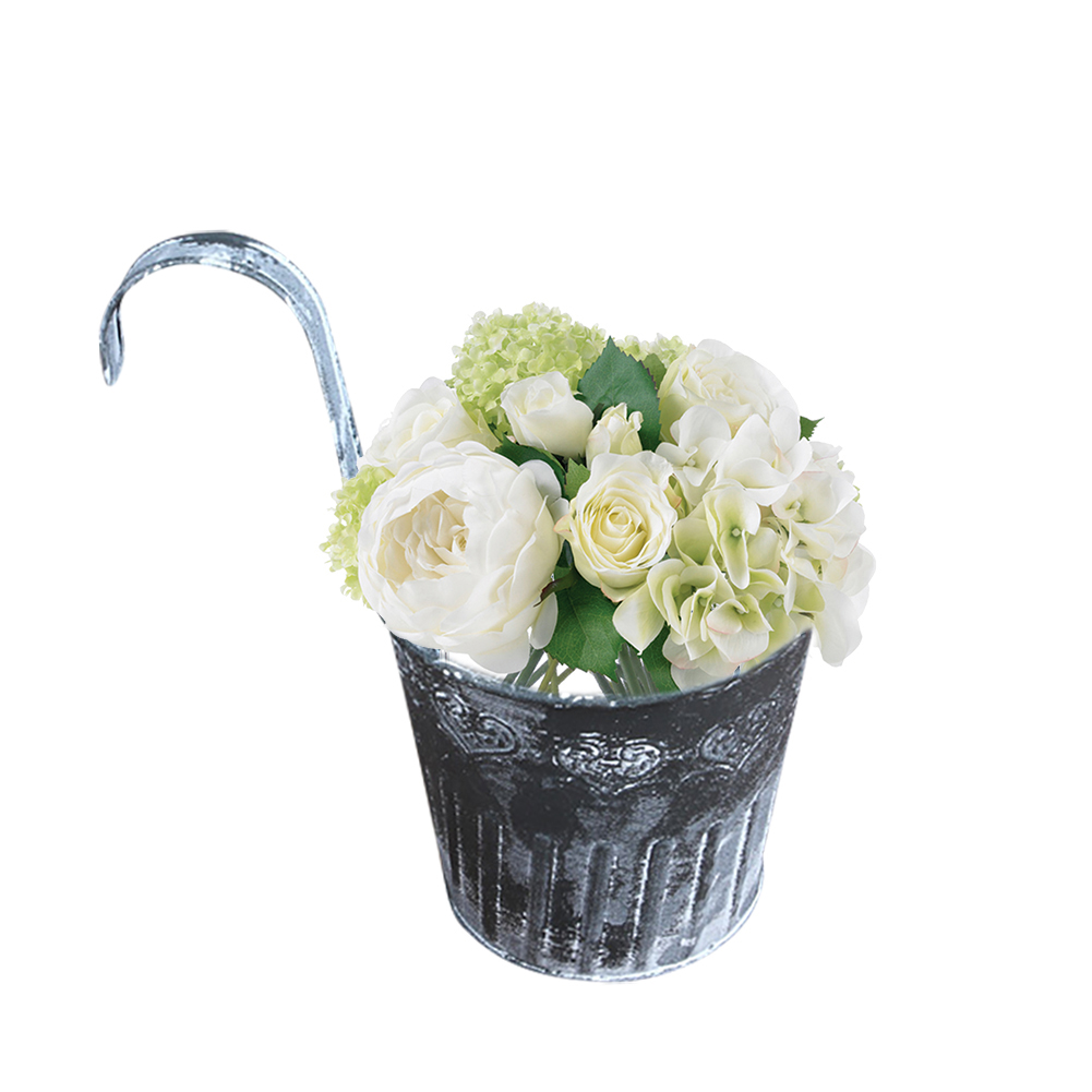 Hanging Metal Plant Pot in Vintage Design - Decorative Flower Pot for Indoor and Outdoor Use