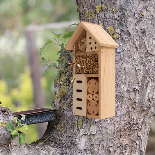Wooden Insect House - Bee and Insect - Friendly Habitat for the Garden and Patio