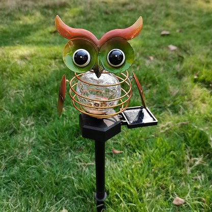 Solar Garden Light Owl With Colour Change - Decorative Led Outdoor Lighting For Garden And Yard