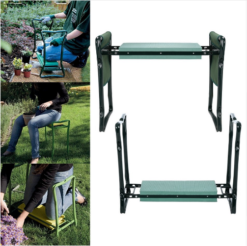 Garden Stool with Bag - Foldable Seat and Workstation for Gardening
