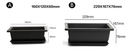 Plant Pot with Saucer - Rectangular Flower Pot for Garden and Balcony