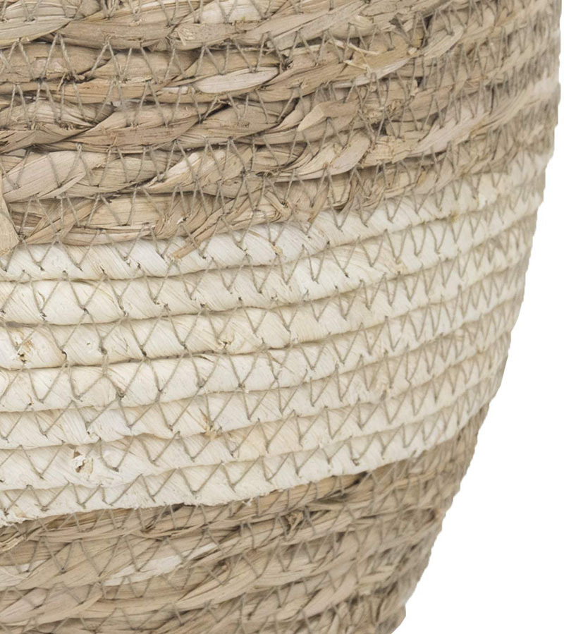 Decorative Plant Baskets Made of Seagrass in a Set of 3 - Hand - Woven Flower Pots with Foil Insert