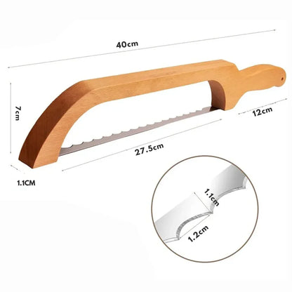 Wooden Bread Knife with Non - Slip Cutting Aid