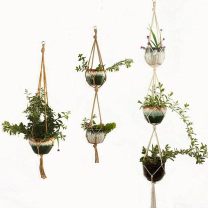 Macramé Plant Hanger Made From Cotton Rope - Stylish Suspension for Pots