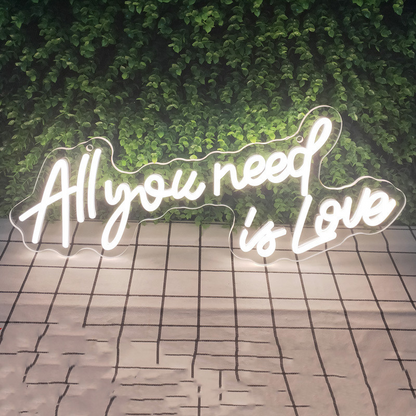 Neon Lettering ' All You Need Is Love ' - Decorative Led Wall Lighting For Indoor Use