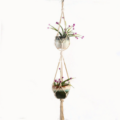 Macramé Plant Hanger Made From Cotton Rope - Stylish Suspension for Pots