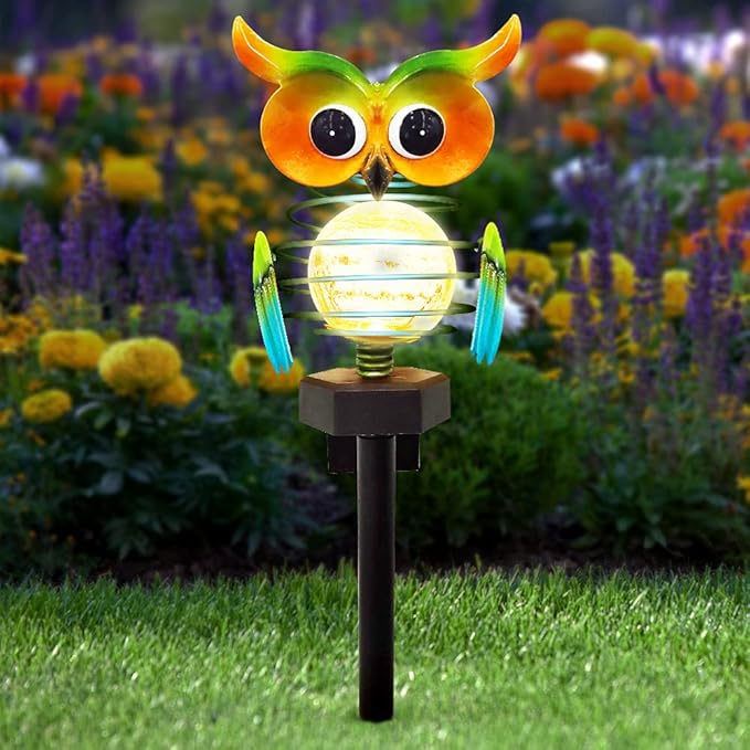 Solar Garden Light Owl With Colour Change - Decorative Led Outdoor Lighting For Garden And Yard